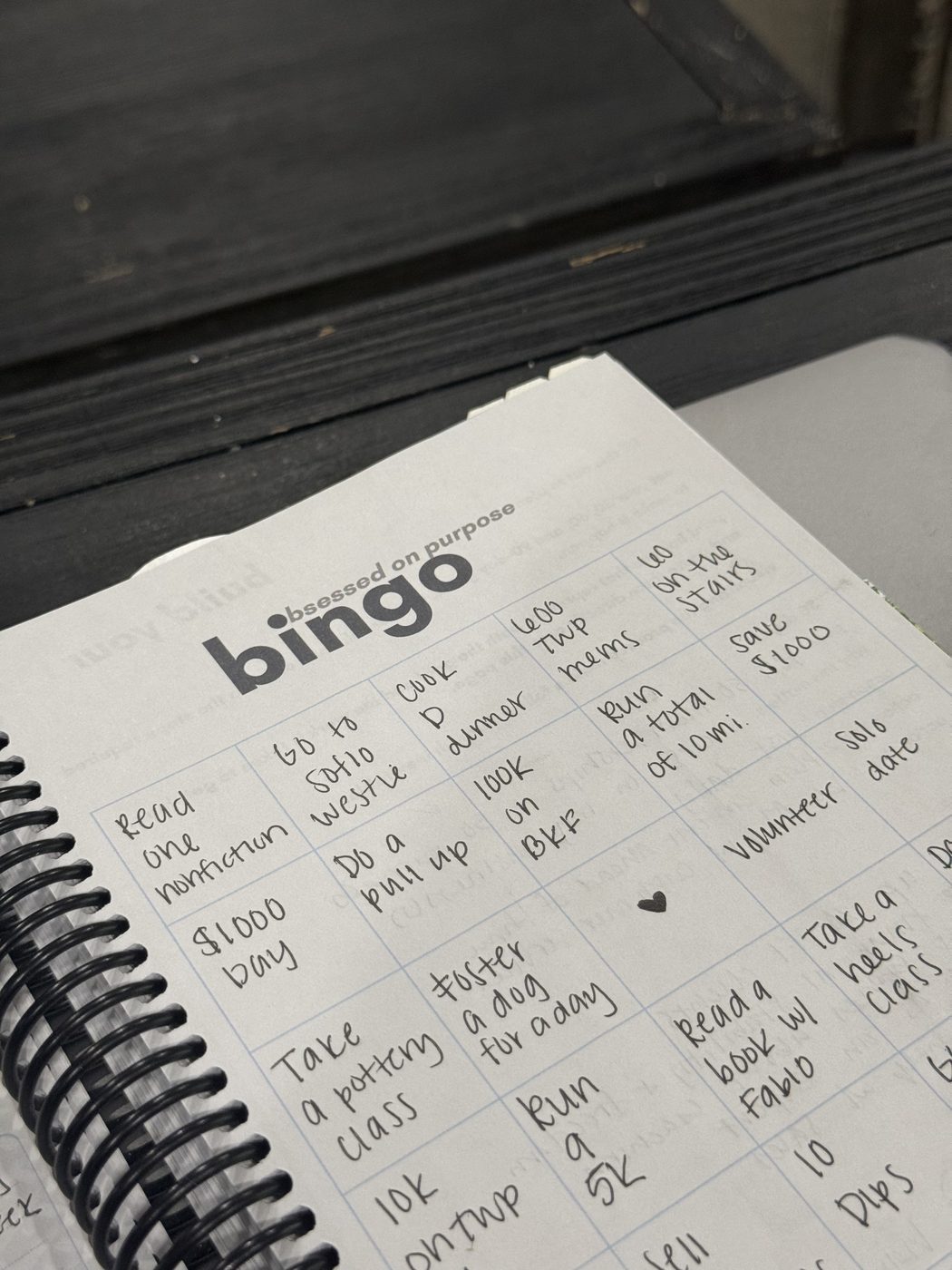 weekly bingo board