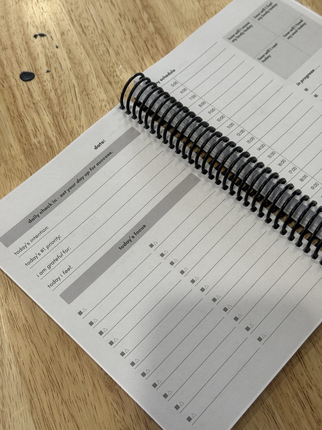 daily plan page