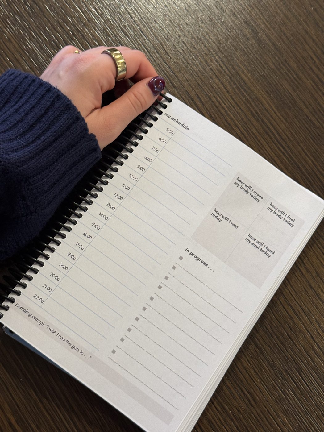 journal in hand